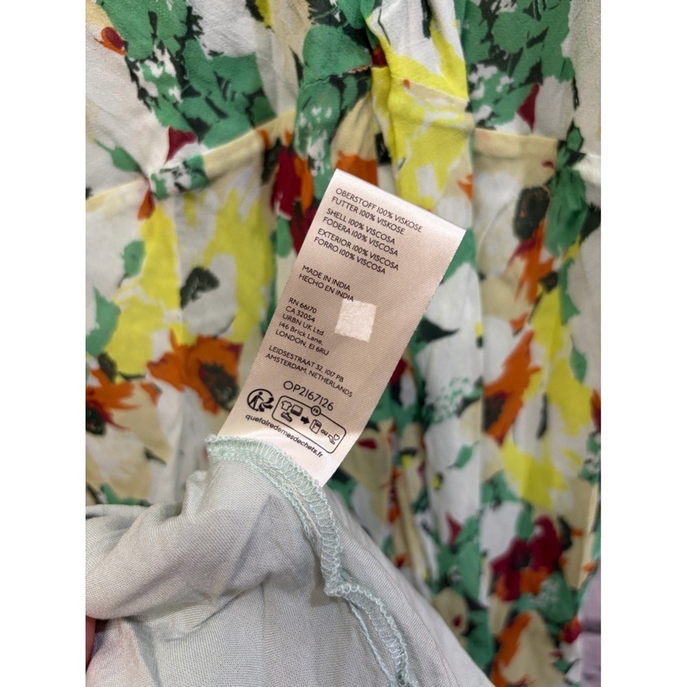 Anthropologie Short-Sleeve Floral V-Neck Slip Midi Dress Size 1X Colorful Sexy - Picture 9 of 10